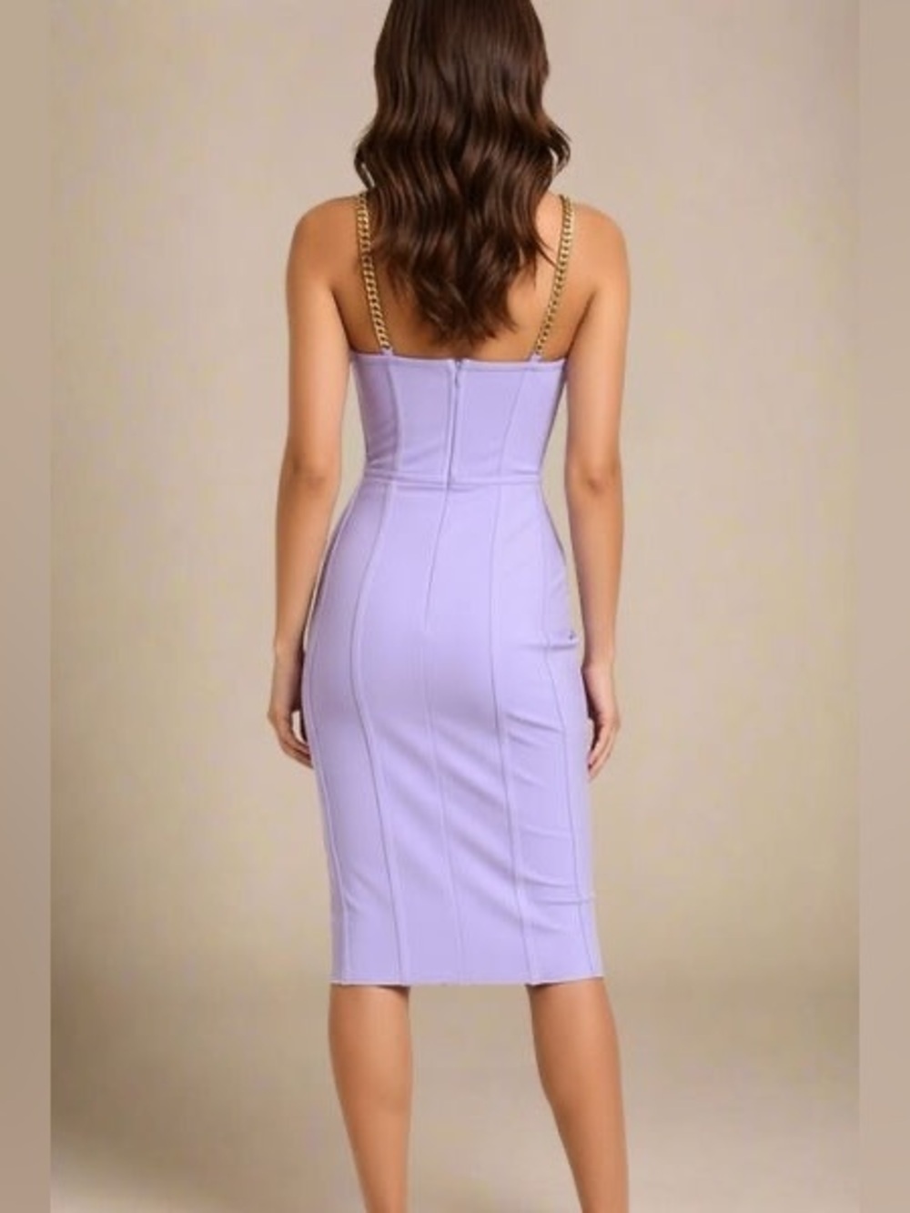 Bodycon Collection Leah Violet Purple Mesh Corset Midi Dress M - Picture 2 of 4
